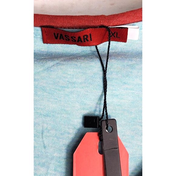 Vassari Los Angeles V-Neck XL Slim Fit Short Sleeve Teal Cut Hem, Cuff Shirt - Picture 8 of 16